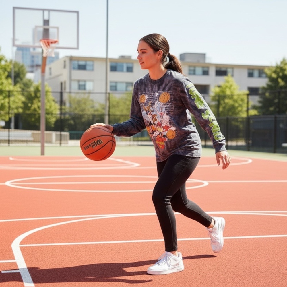 🌀 Space Jam Tune Squad Tie-Dye Long Sleeve Tee – Size M